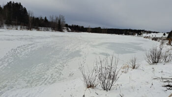 Vue sur un lac gelé à Kedgwick.